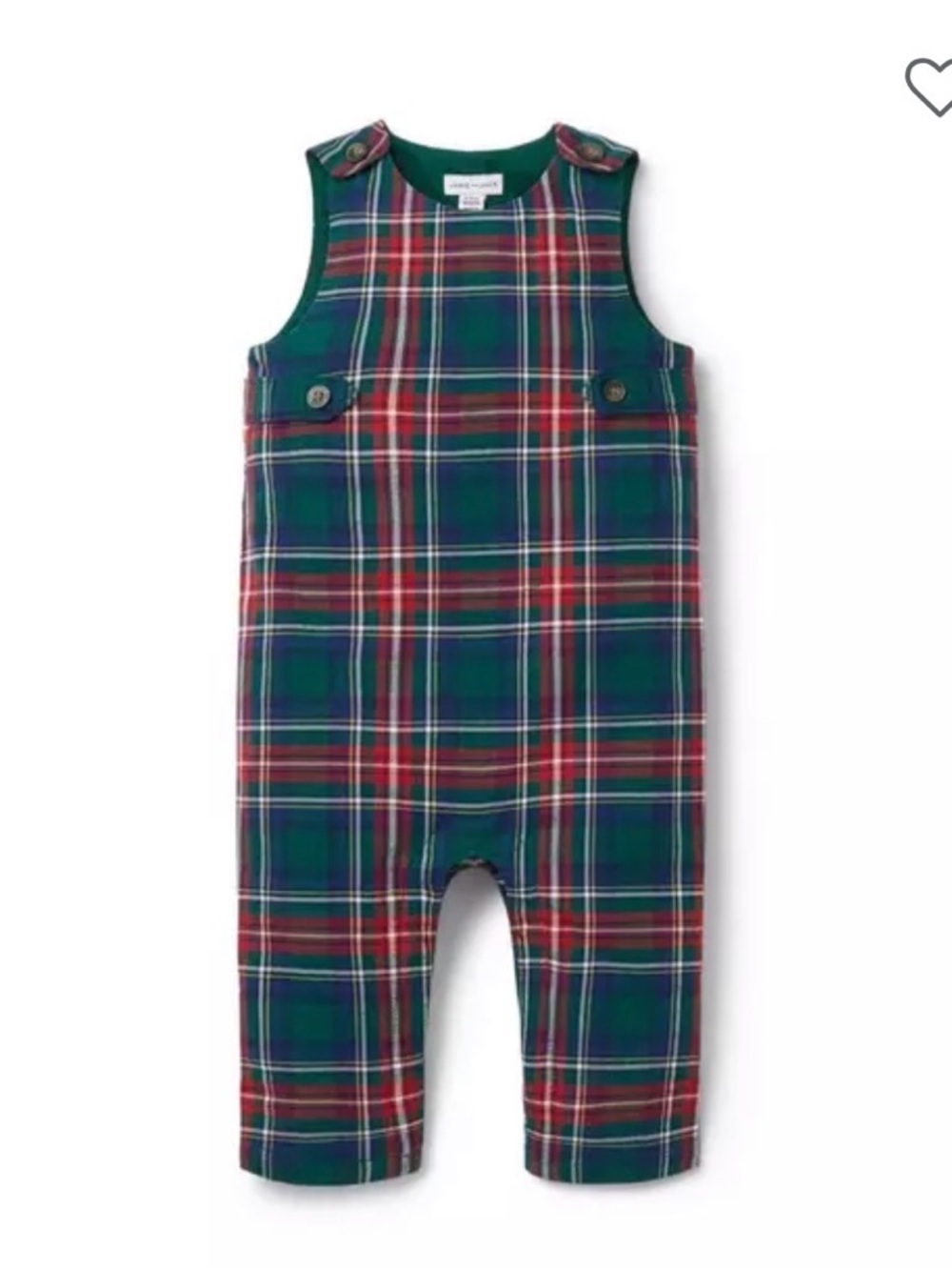 Janie and Jack Green & Red Tartan Overalls